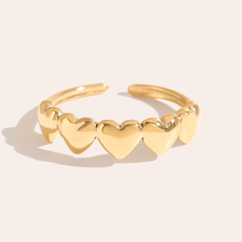 Adjustable Five Hearts Edelstahl Ring
