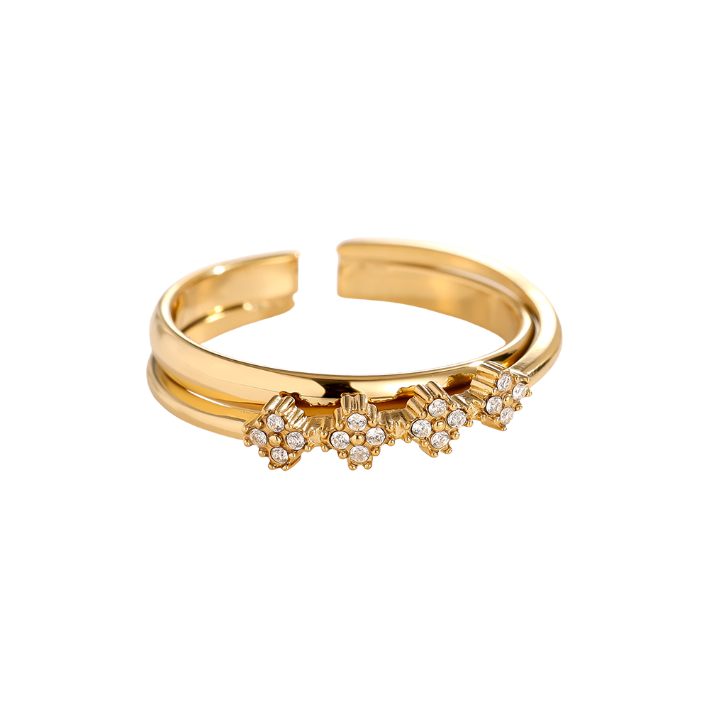Mini Diamond Lucky Flower Edelstahl Ring        