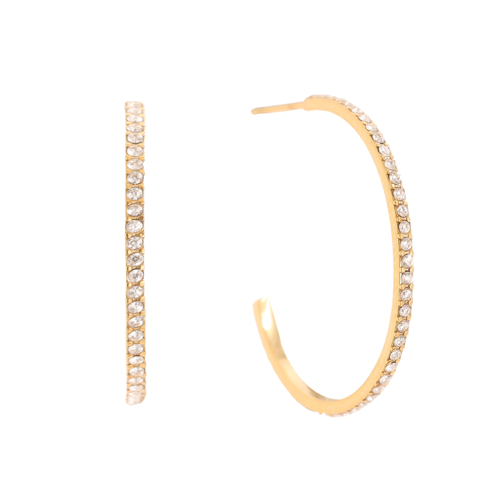 30mm Simple Diamond Half Hoop Edelstahl Ohrringe   