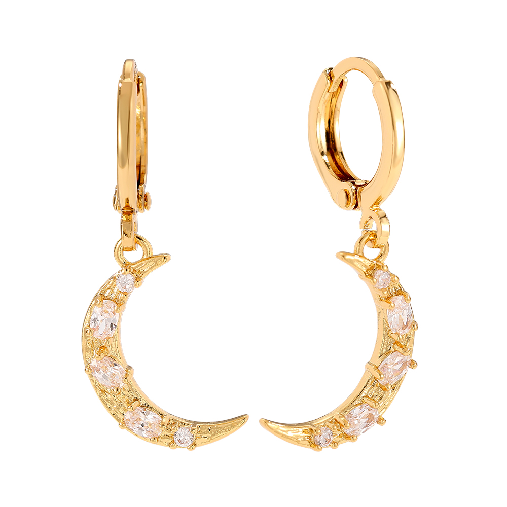 3cm Diamond Moon Vergoldete Ohrringe     