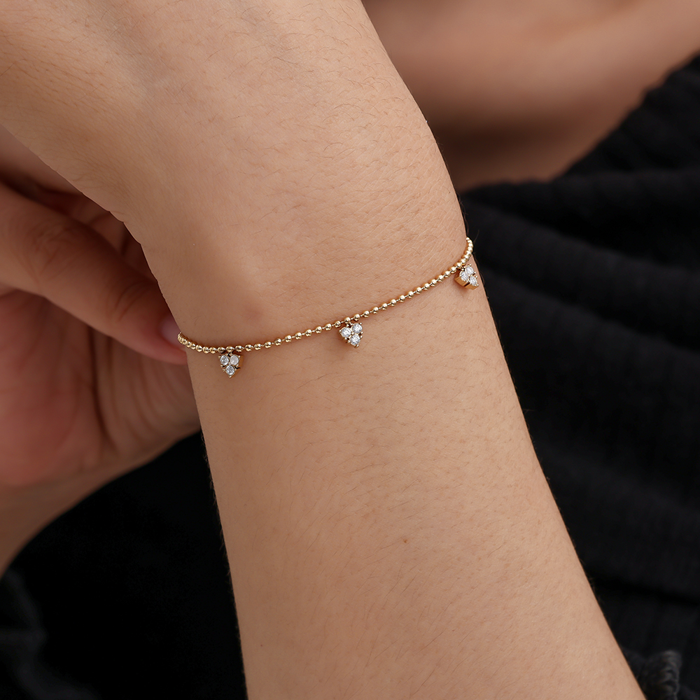 Edelstahl Armkette 15cm Diamond Dots