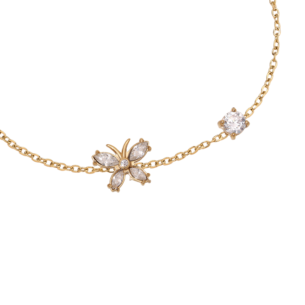 17cm Zirkonia Schmetterling Edelstahl Armband