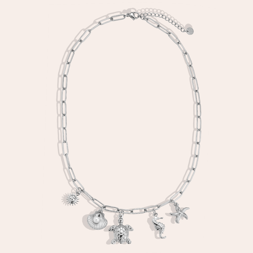 39cm Ocean Love Pearl Edelstahl Halskette