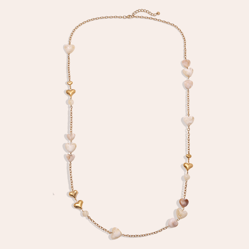 102cm Acrylic Hearts And Gold Hearts Edelstahl Halsketten  