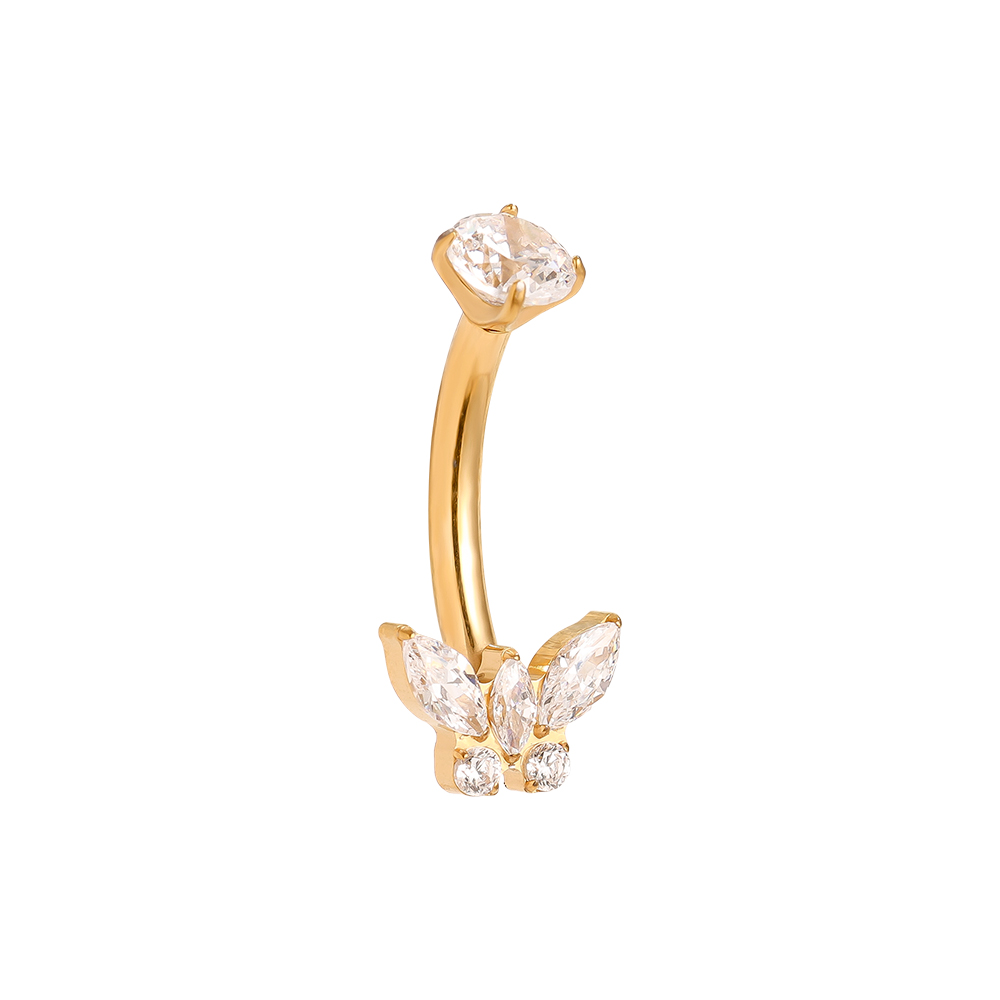 1.6*10mm Diamond Butterfly Titanium Belly Piercing  