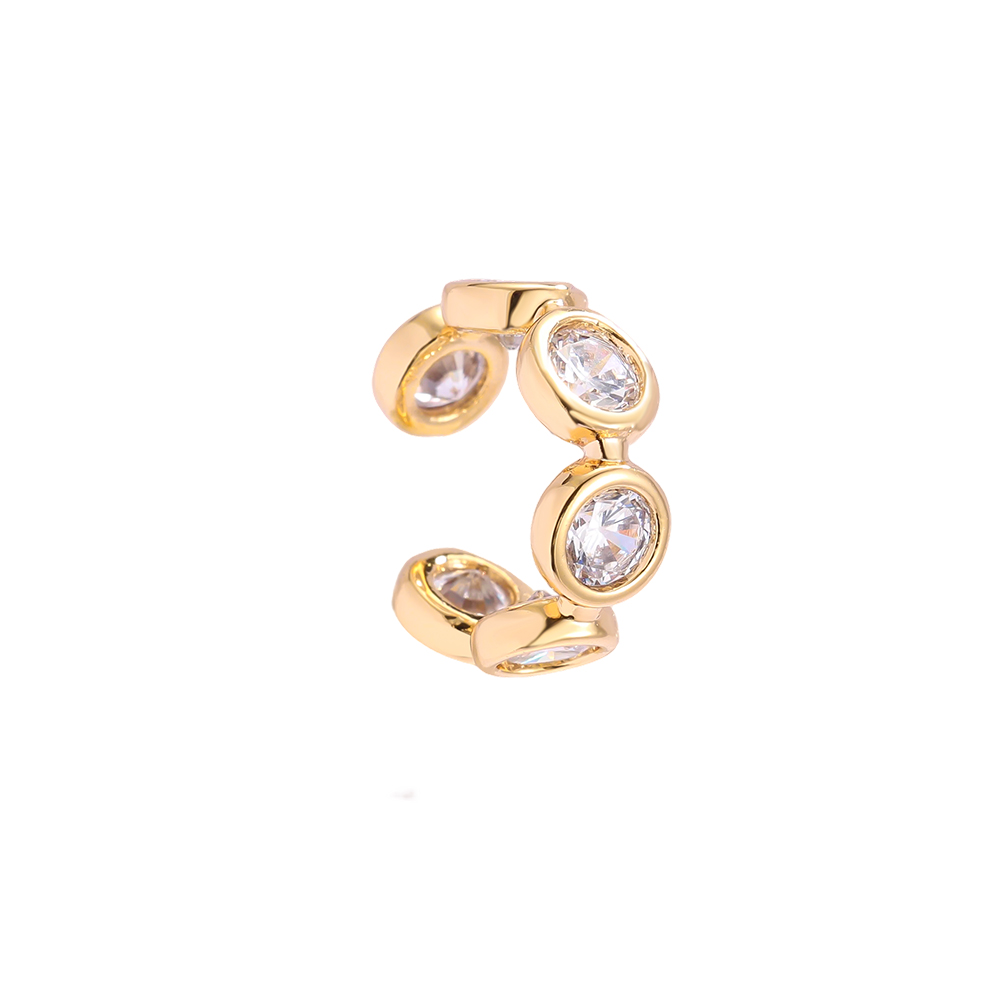 15mm Runde Zirkonia Vergoldete Ear-cuffs 