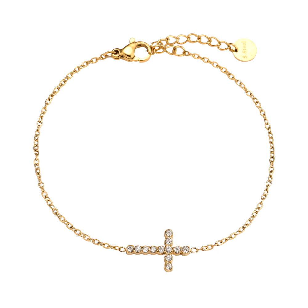 17cm Nice Diamond Cross Edelstahl Armband   