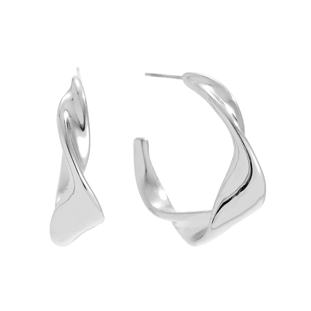3cm Twist Half Hoop Edelstahl Ohrringe         