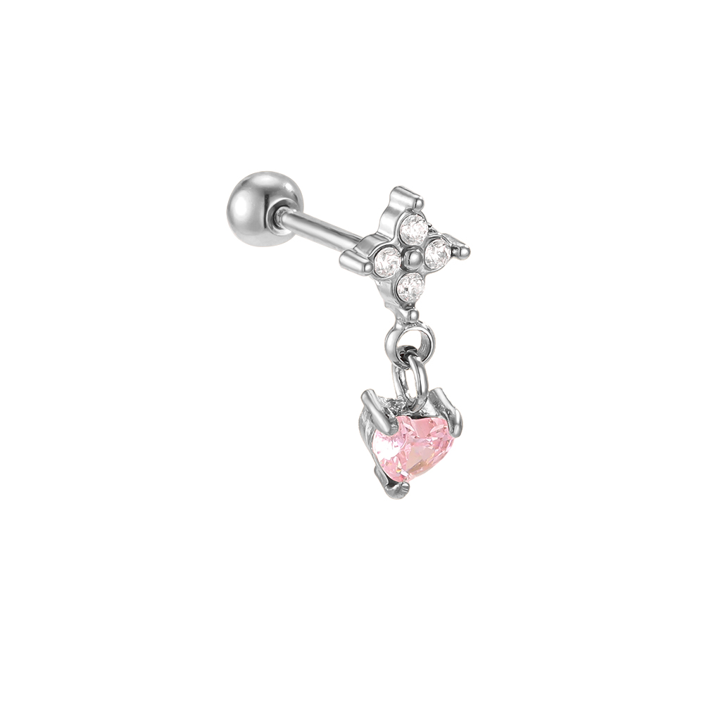 Edelstahl Piercing 10mm Mini Zirkonia Blumen Kleeblatt Herzförmig