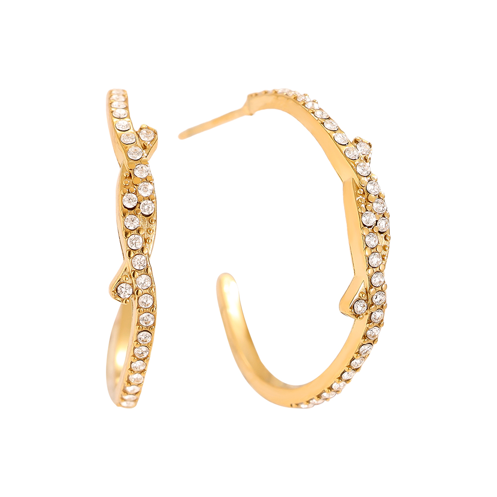 2cm Nice Meet Diamond Half Hoop Edelstahl Ohrringe    