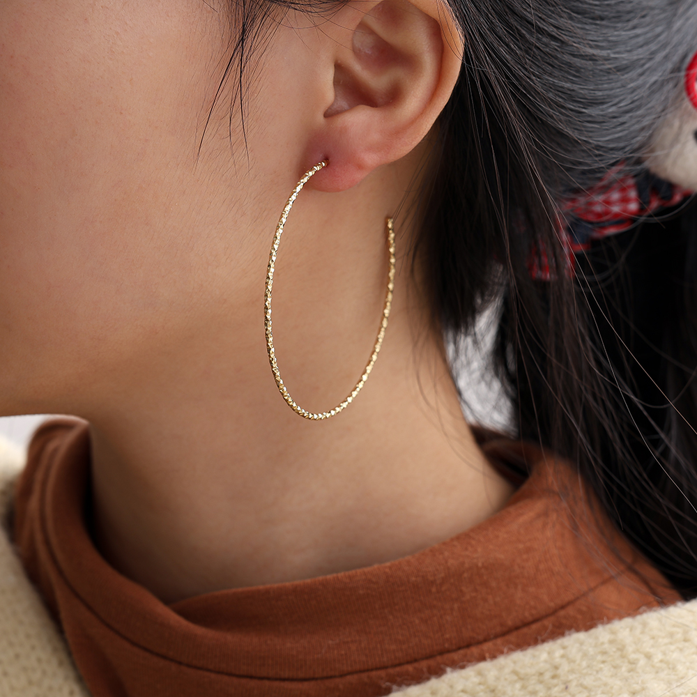 60mm Gedrehte Edelstahl Ohrringe 