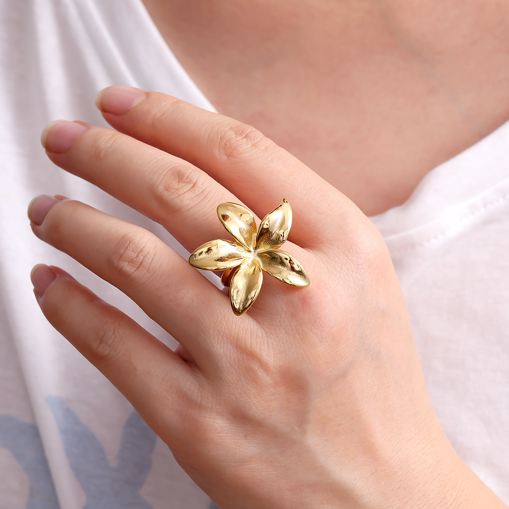 Big Size Flower Edelstahl Ring     