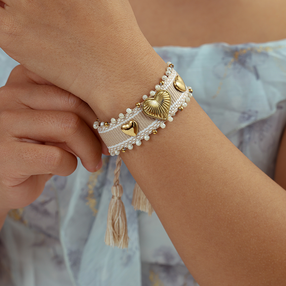 Herz auf einem Polyesterbeutel Edelstahl Armband   