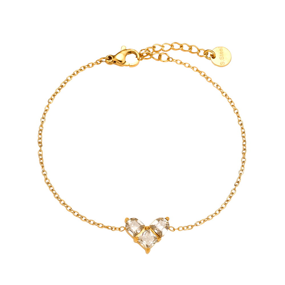 16cm Diamond Mosaic Heart Edelstahl Armkette    