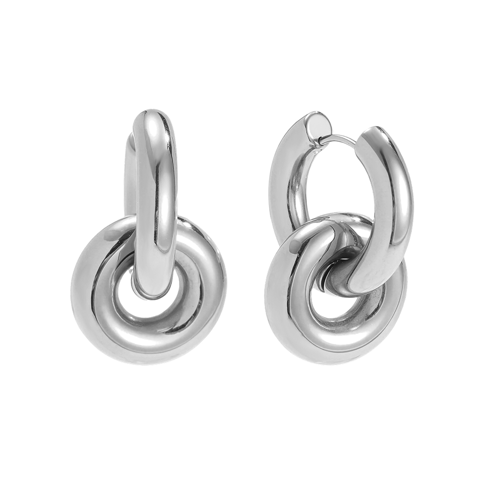 Edelstahl Ohrringe 31mm zwei runde Ringe