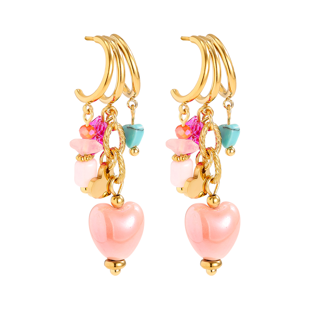 43*11mm Bunte Acryl Herz Edelstahl Ohrringe
