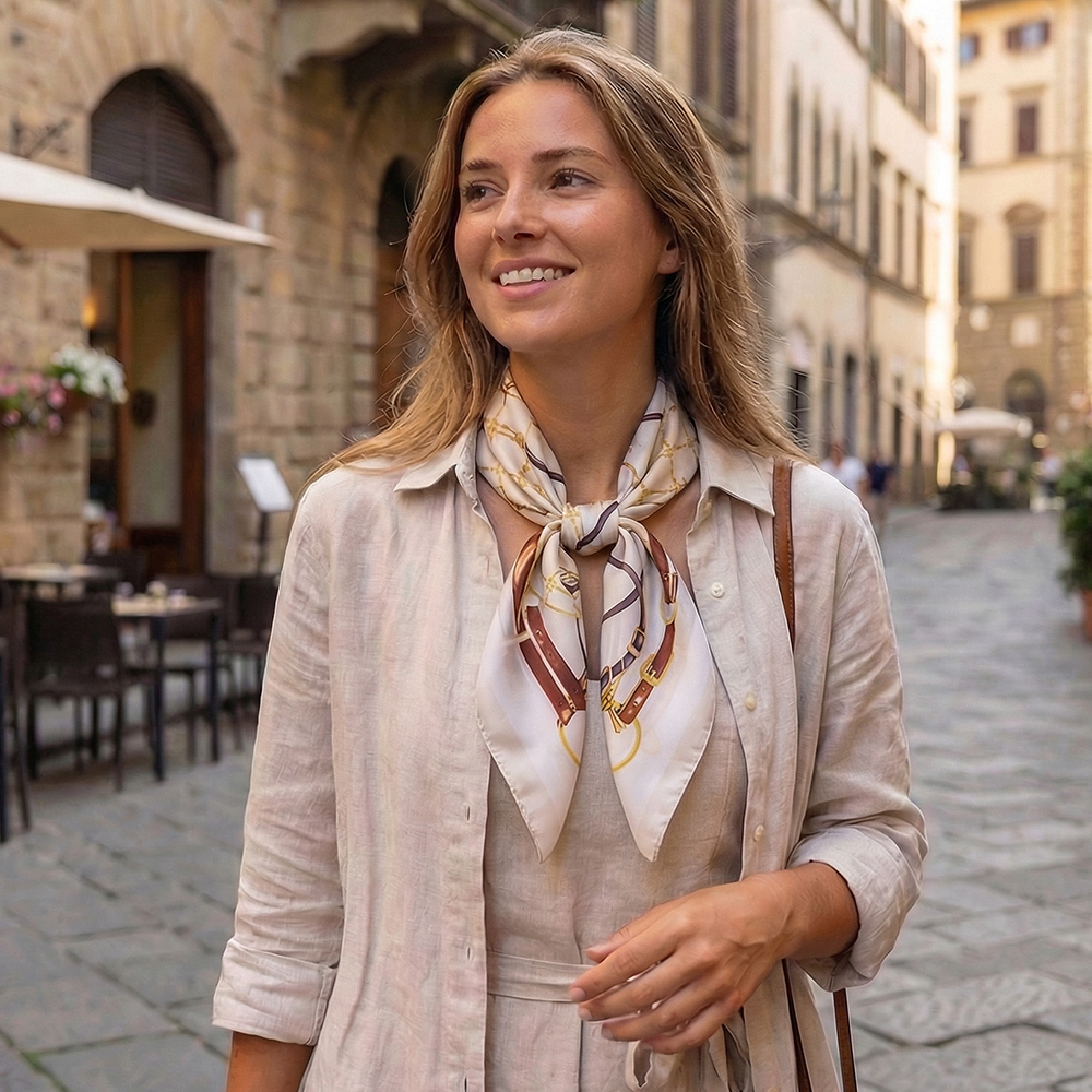 68*68cm Beiger Gürtelmuster Schal