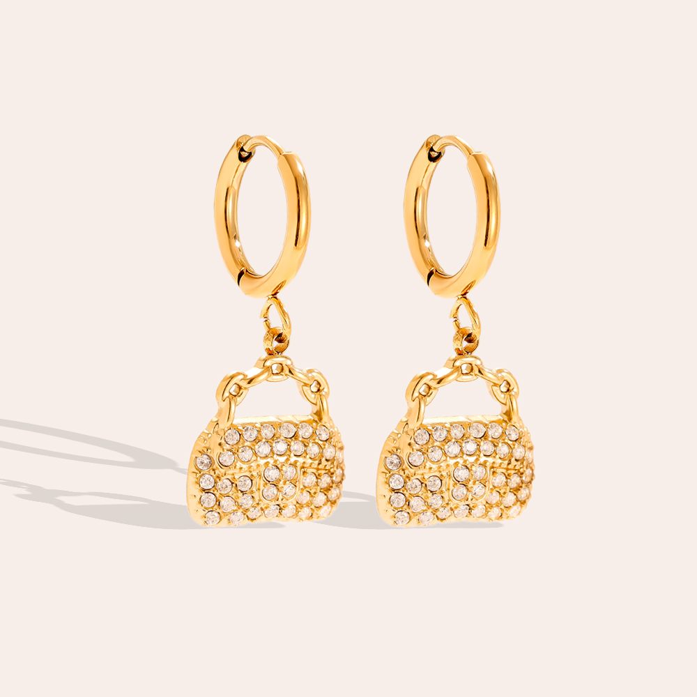 27mm Diamond Bag Edelstahl Ohrringe         