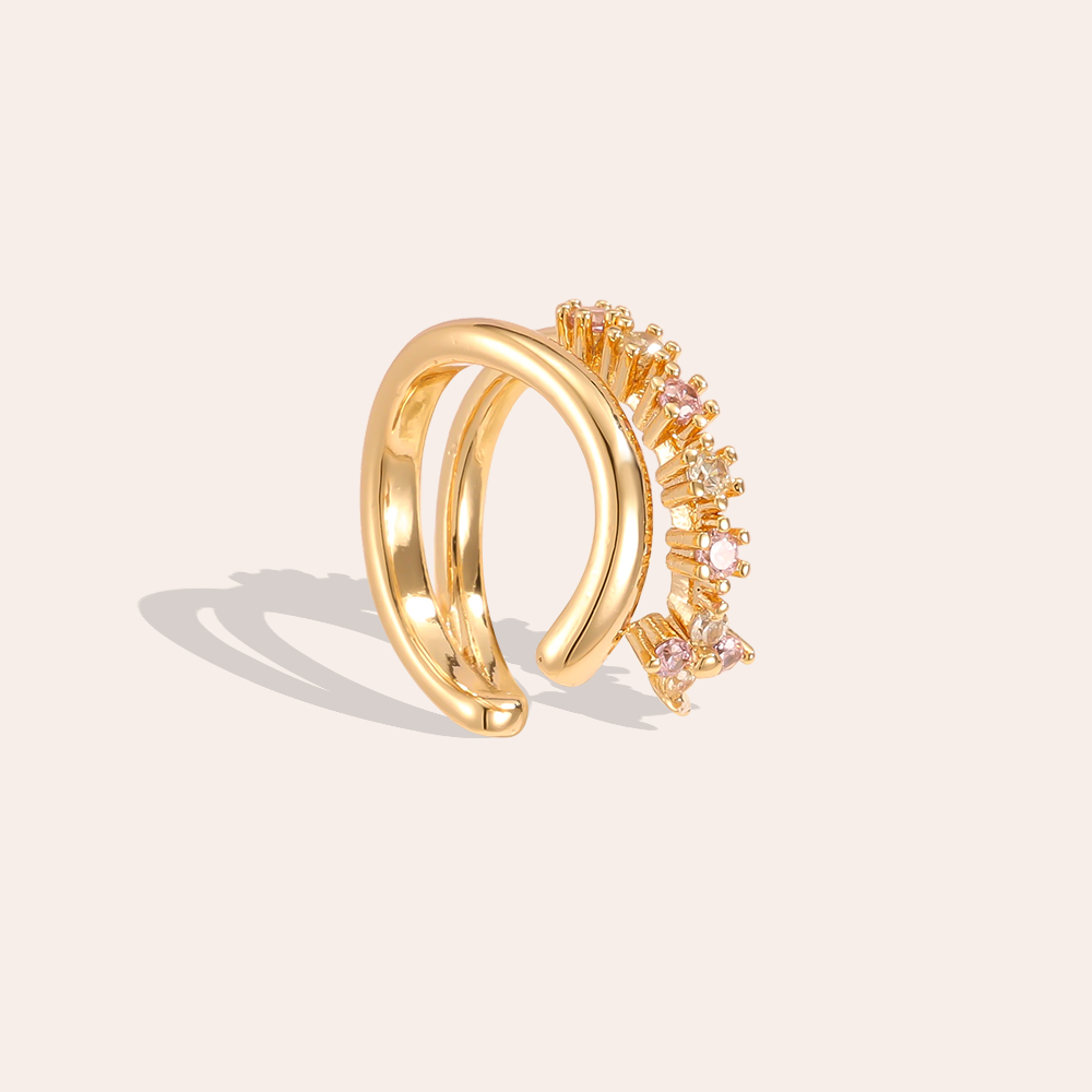 14mm zweilagige kleine Zirkonia Vergoldete Ear-cuffs       