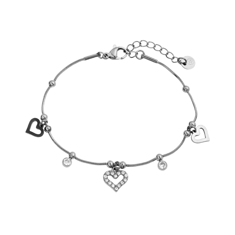 17cm Heart And Diamond Heart Edelstahl Armkette    