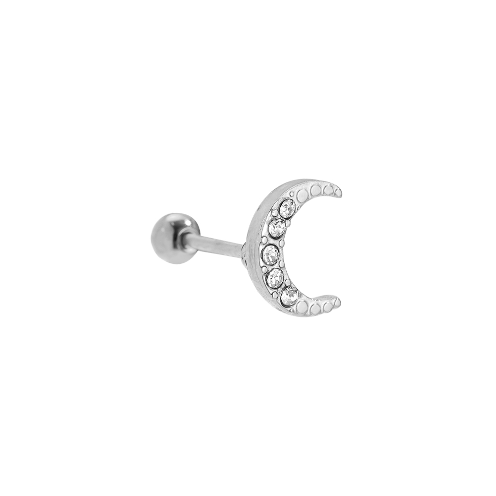 8mm Diamond Moon Edelstahl Piercing        