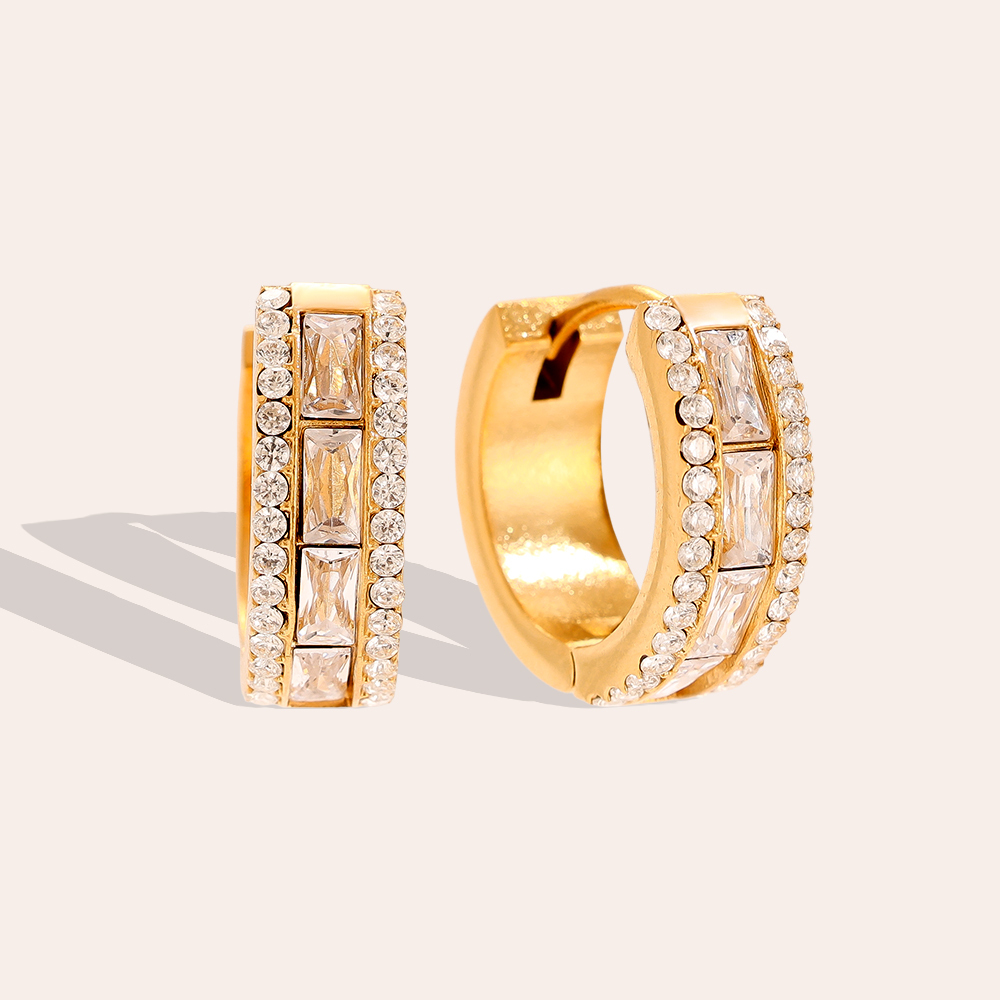 12mm Diamond Vintage Hoop Edelstahl Ohrringe    