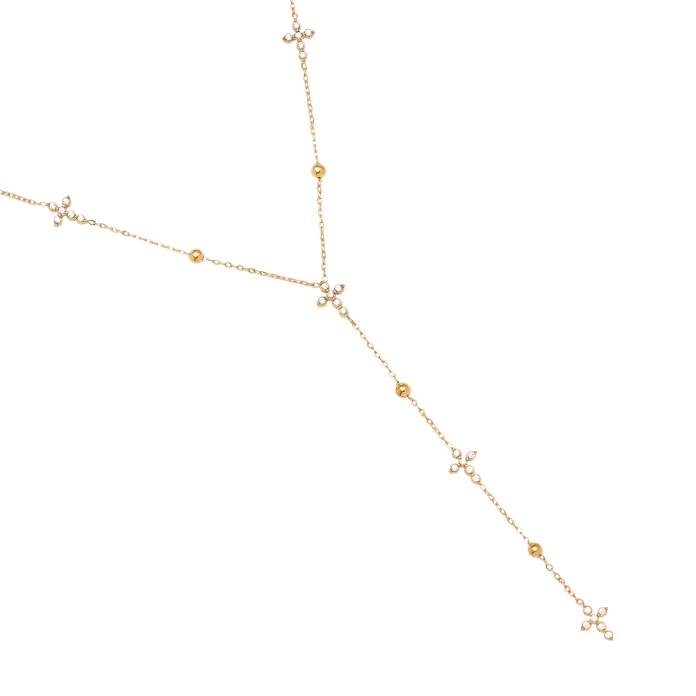 39cm Diamond Mini Cross Edelstahl Halskette     