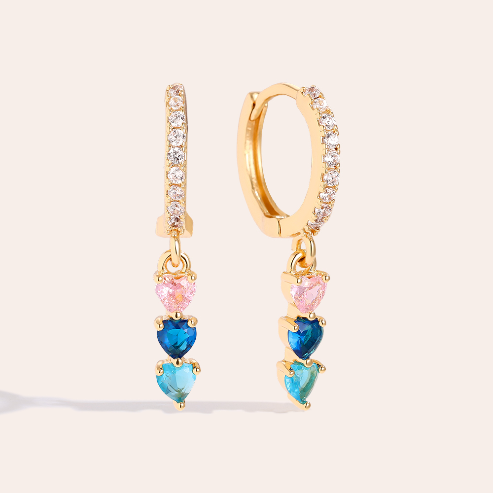 26mm Three Color Heart Vergoldete Ohrringe        