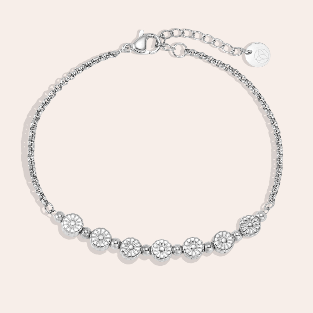 Edelstahl Armband 17cm einige kleine Blumen