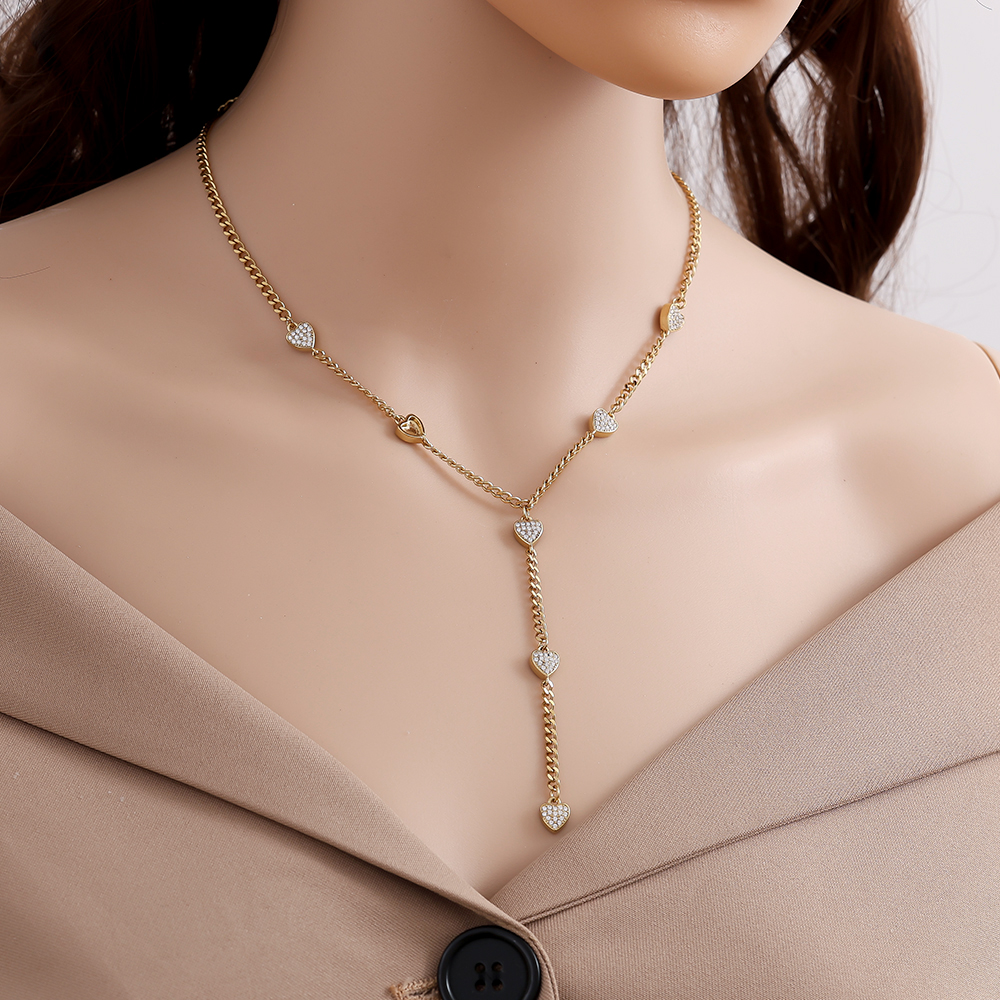 43cm Herz Glieder Edelstahl Halskette 