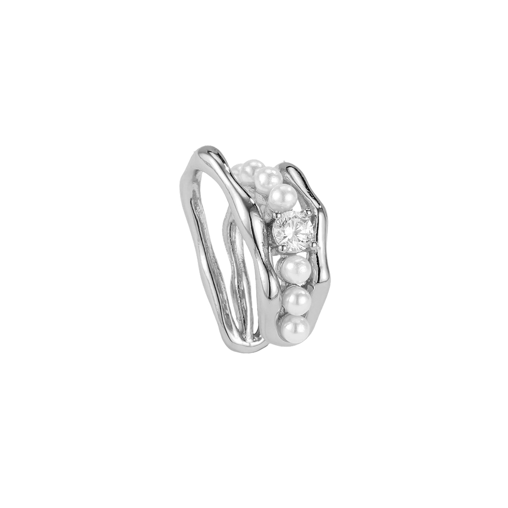 Vergoldete Ear-cuffs 17mm Zirkonia Kleine Perle 