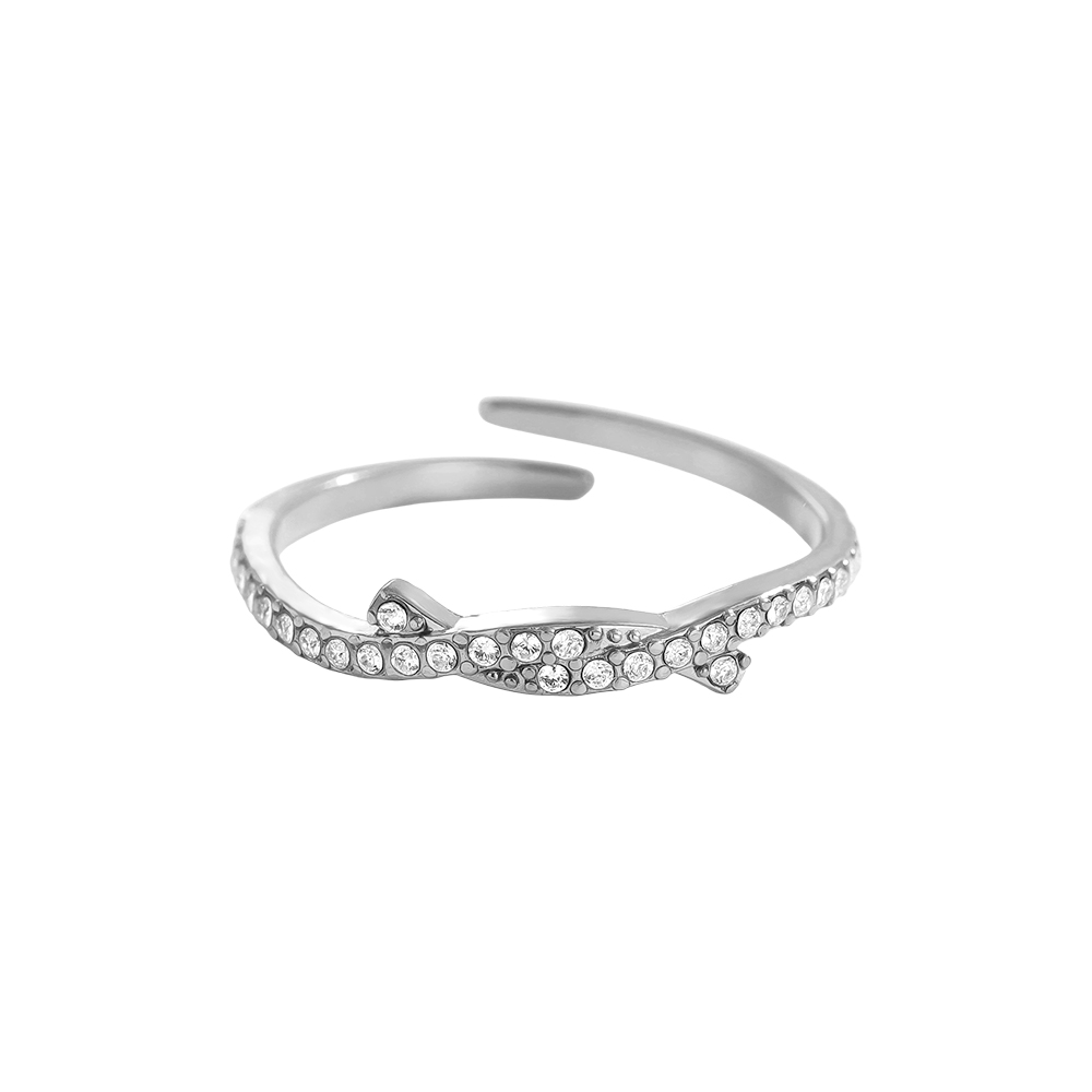 Simple Diamond Casual Edelstahl Ring    
