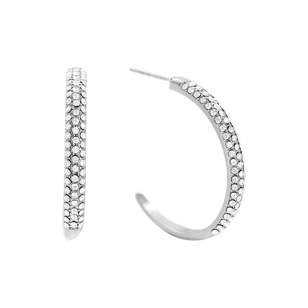24mm Half Diamond Hoop Edelstahl Ohrringe      