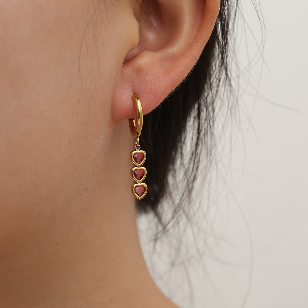 1.2*3cm Three Heart Heart Edelstahl Ohrringe    