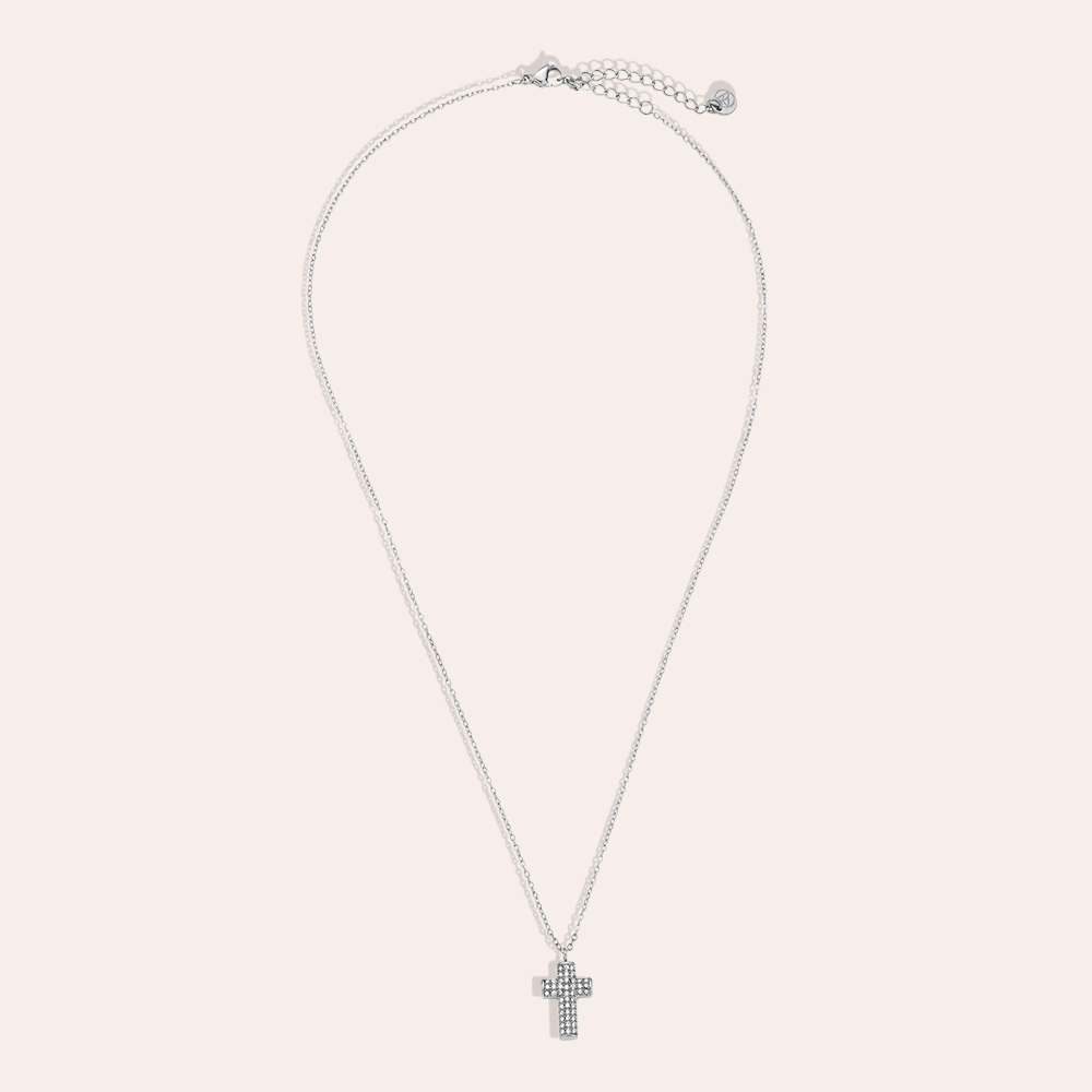 40cm Glory Cross Diamond Edelstahl Halskette