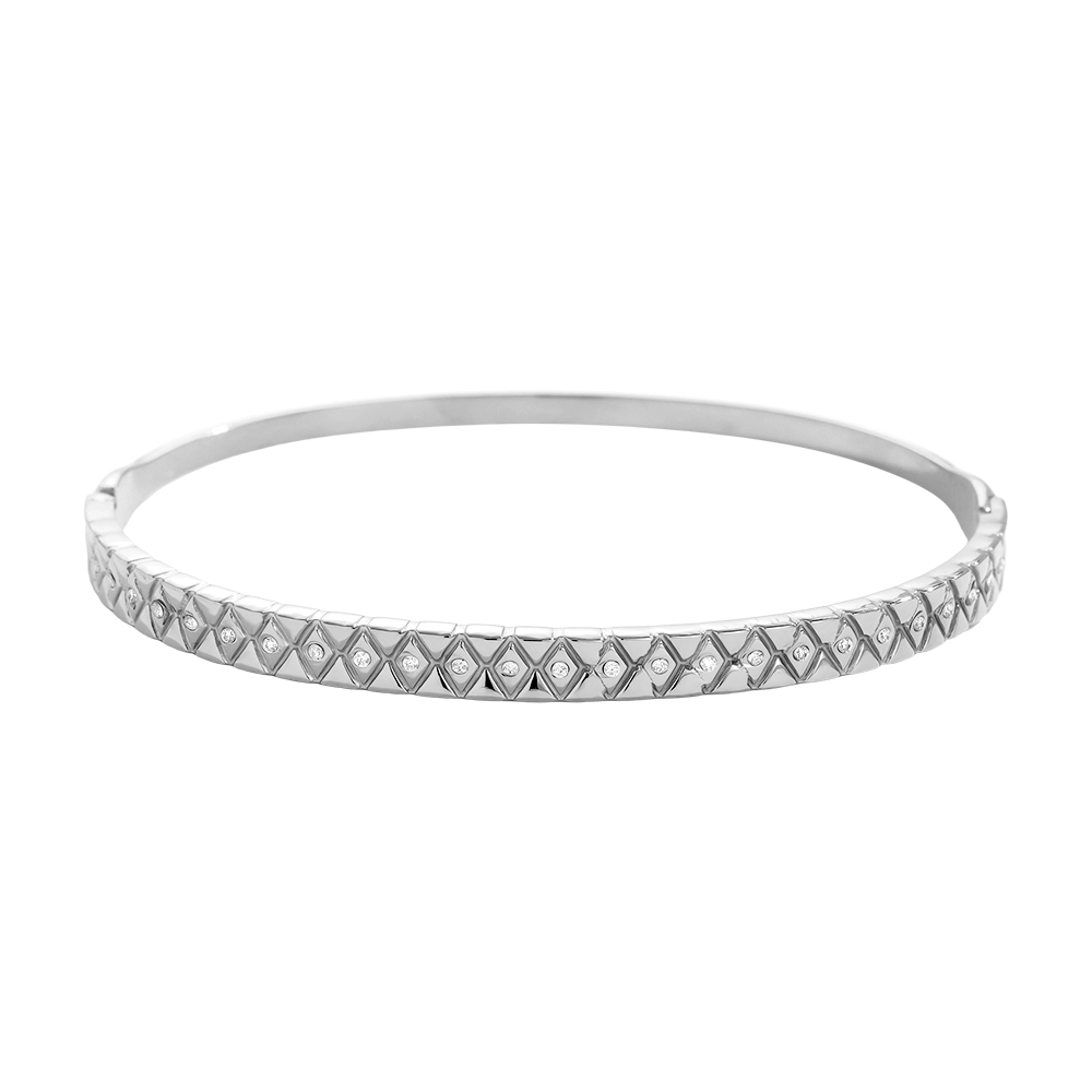 6.5cm Diameter Mini Diamonds Edelstahl Armreif        