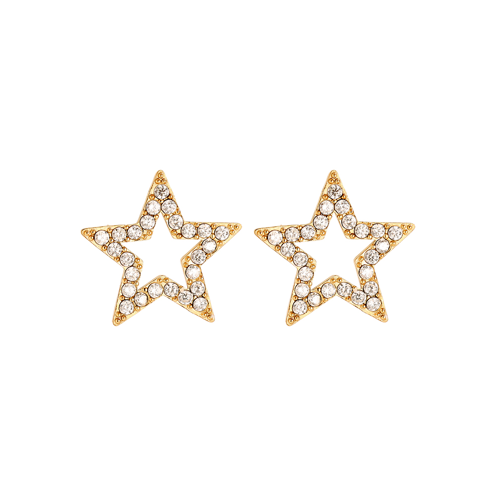 1.1cm Three Diamond Star Edelstahl Ohrringe    