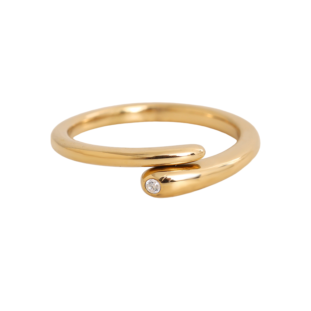 Verstellbarer Feiner Zirkonia Edelstahl Ring