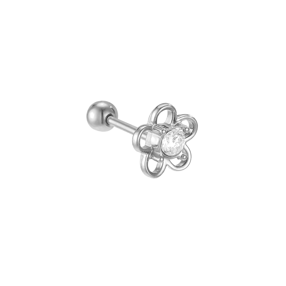 Edelstahl Piercing 6mm Mini Zirkonia Blume 