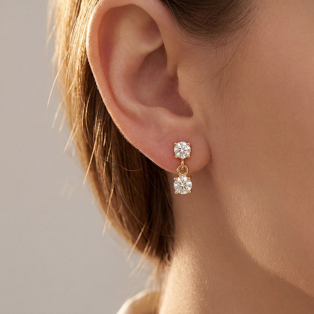 10mm zwei kleine Zirkonia Edelstahl Ohrringe      