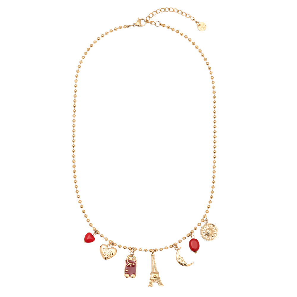 40cm Some Red Charms Edelstahl Halskette  