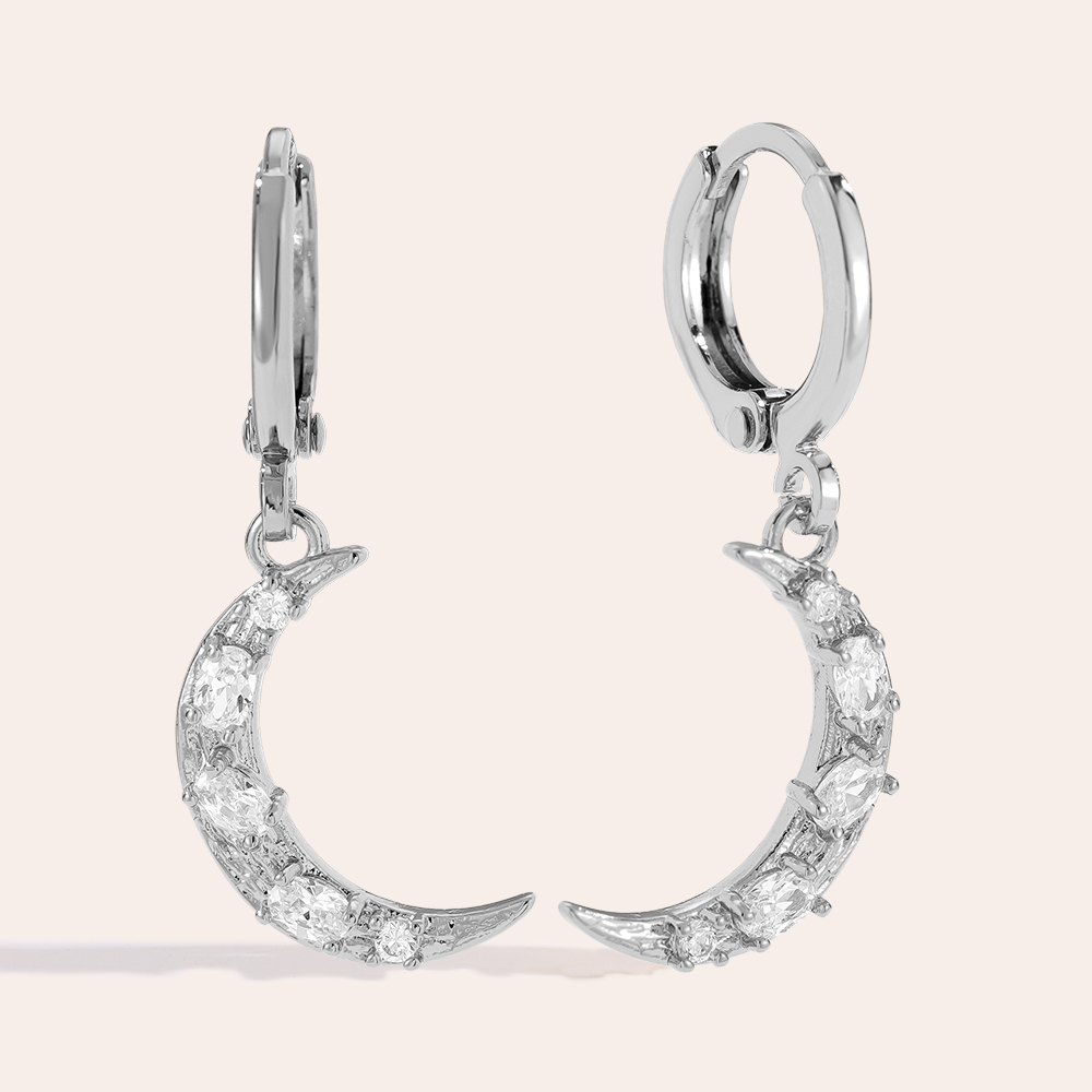 Vergoldete Ohrringe 3cm Diamond Moon