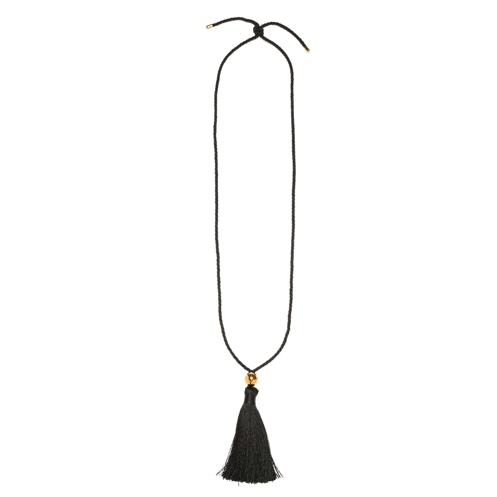 Edelstahl Halskette 90cm goldene Kugel Quasten Polyesterschnur 