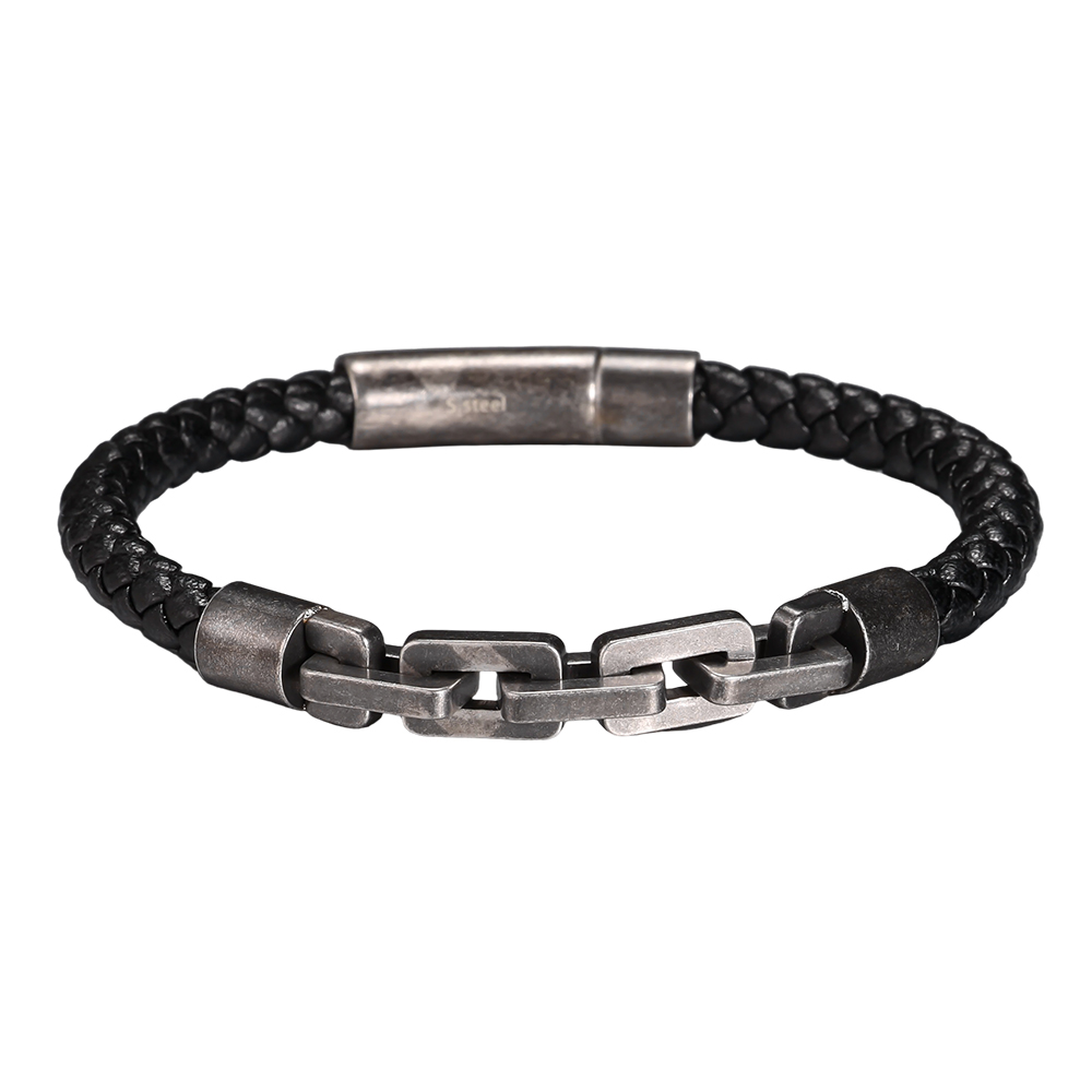  Edelstahl Armband PU Braids Chain