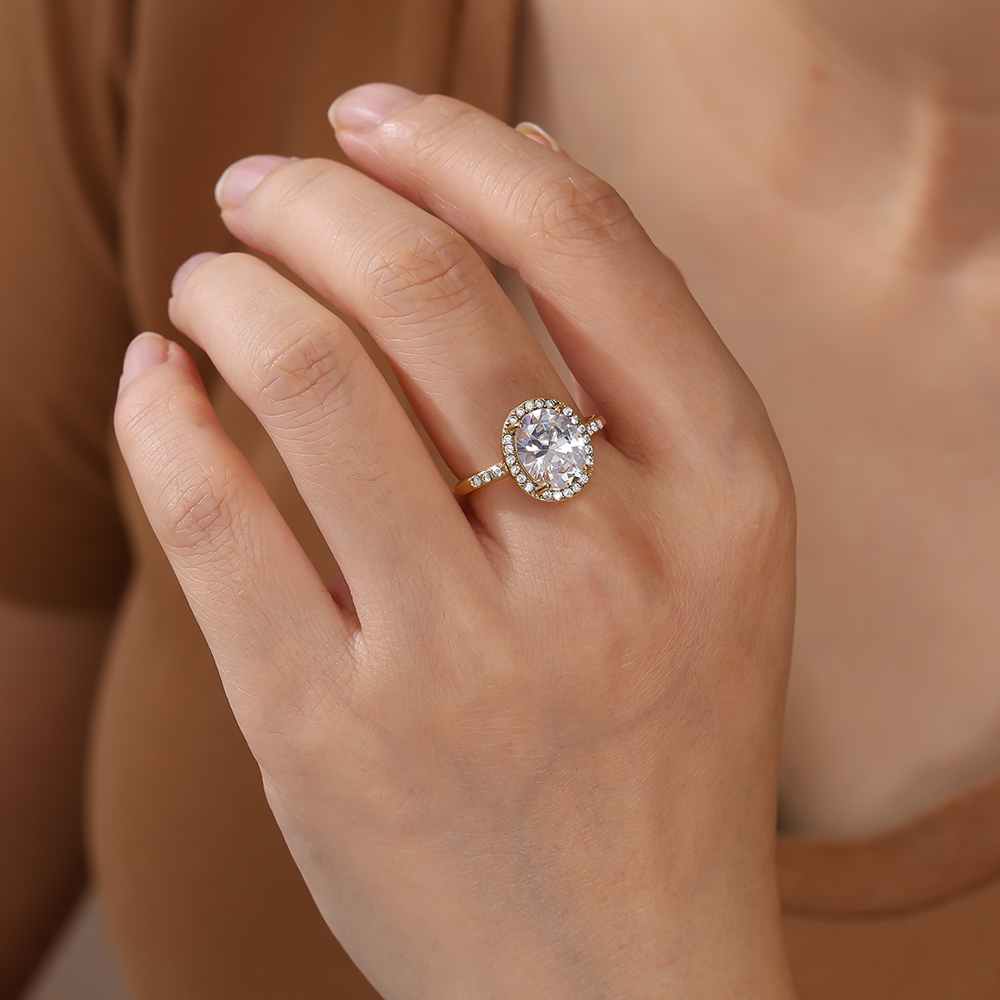 Big Oval Diamond Edelstahl Ring   
