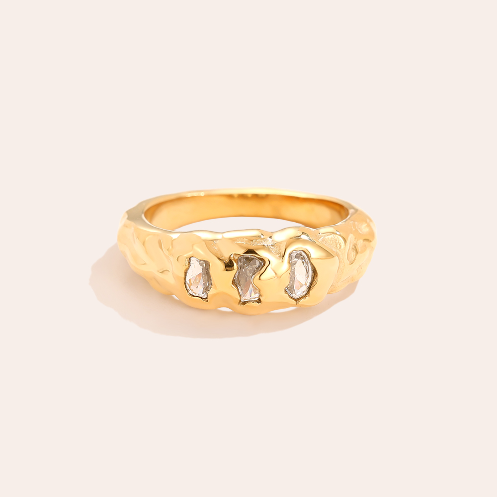 Three Diamonds Edelstahl Ring        