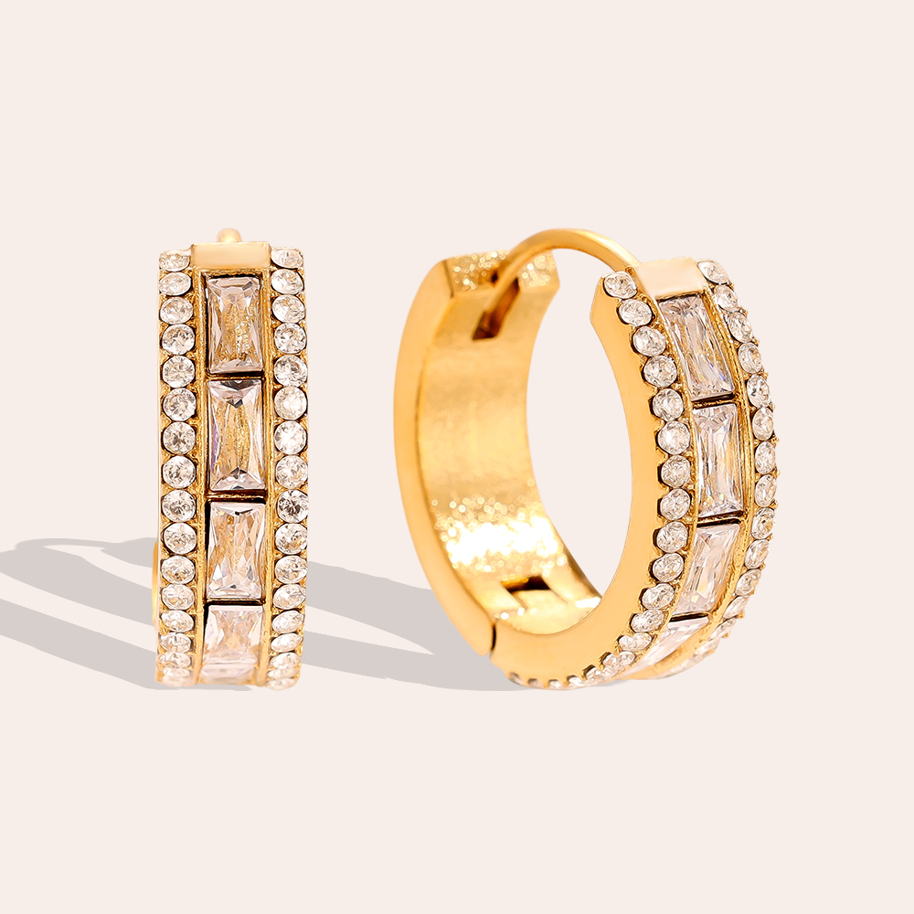 14mm Diamond Vintage Hoop Edelstahl Ohrringe    