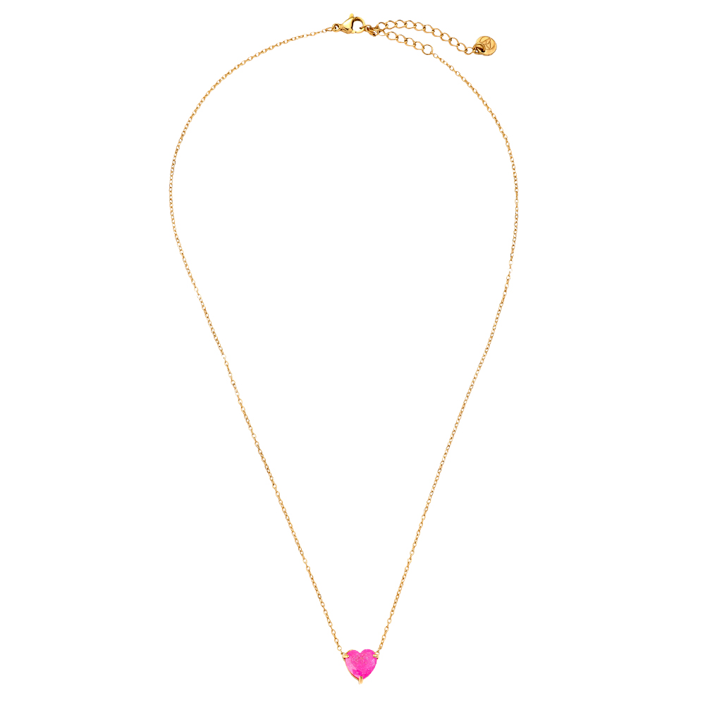 43cm Multi Colour Diamond Heart Stainless Steel Necklace