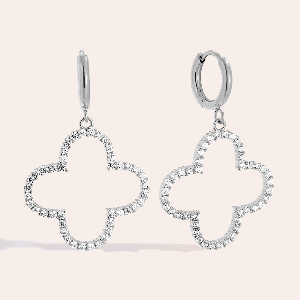 40mm Diamond Clover Edelstahl Ohrringe  