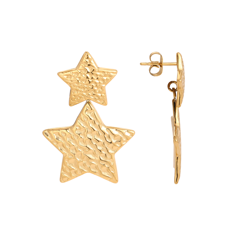 Edelstahl Ohrringe 2 Golden Stars